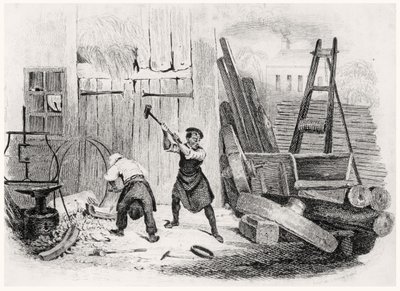 The Wheel Wright, from The Book of Trades, engraved by J. Miller, 1836 by English School